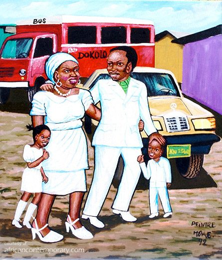 Detail of a painting by Moke, 'Bus Dokolo', 1992