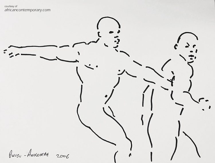 Detail of a drawing by Owusu-Ankomah, 'Track 27', 2006