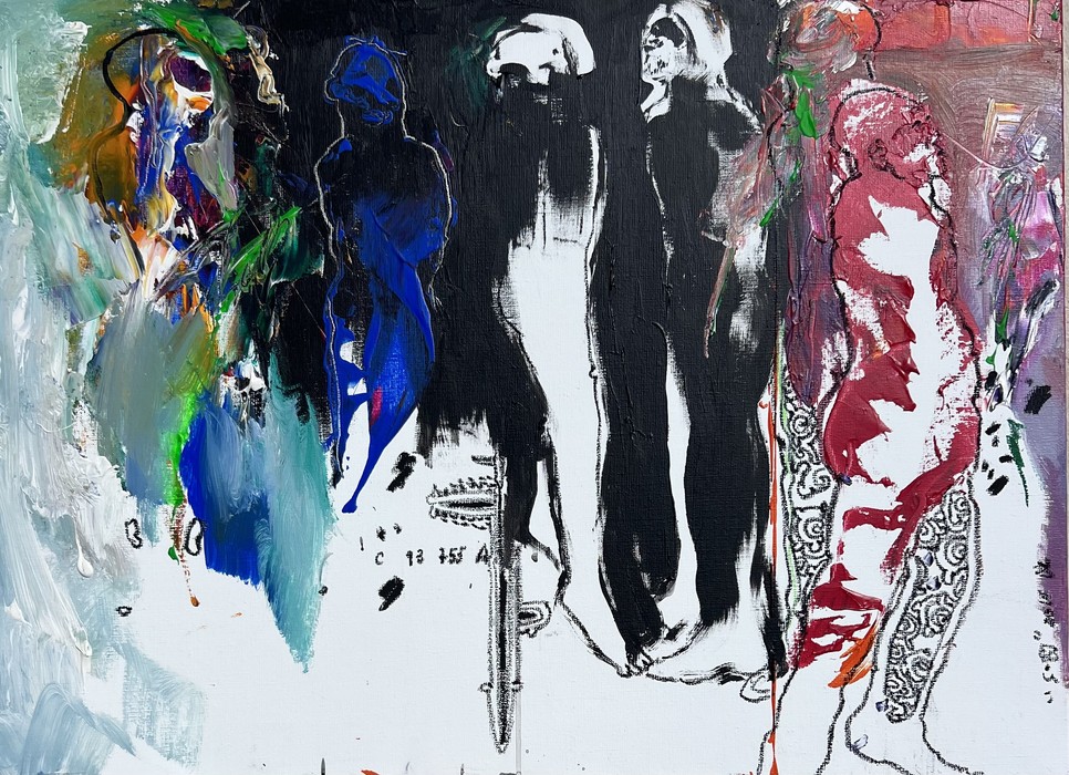 Detail of a painting by Soly Cissé, 'Gathering', 2016